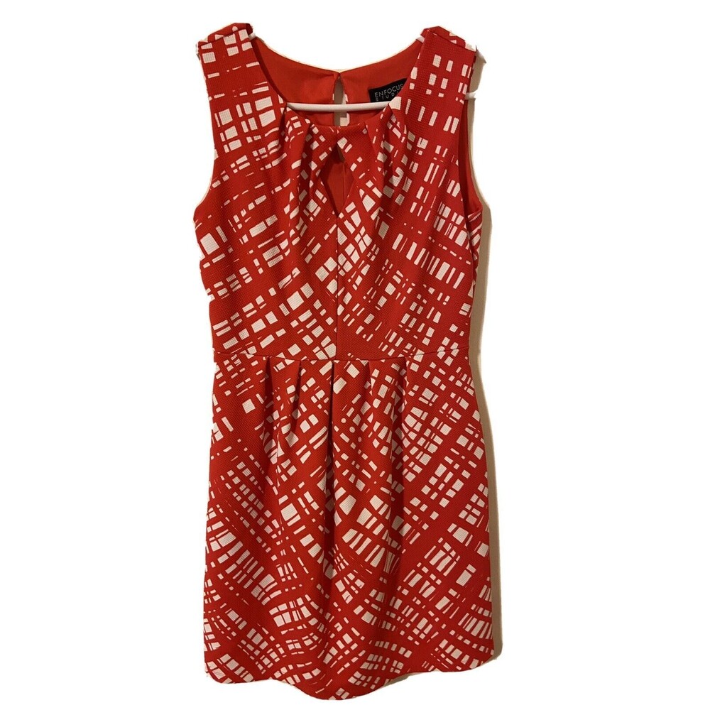 Enfocus Studio Dress Womens 6 Red and White knit Fit and Flair Knee Length